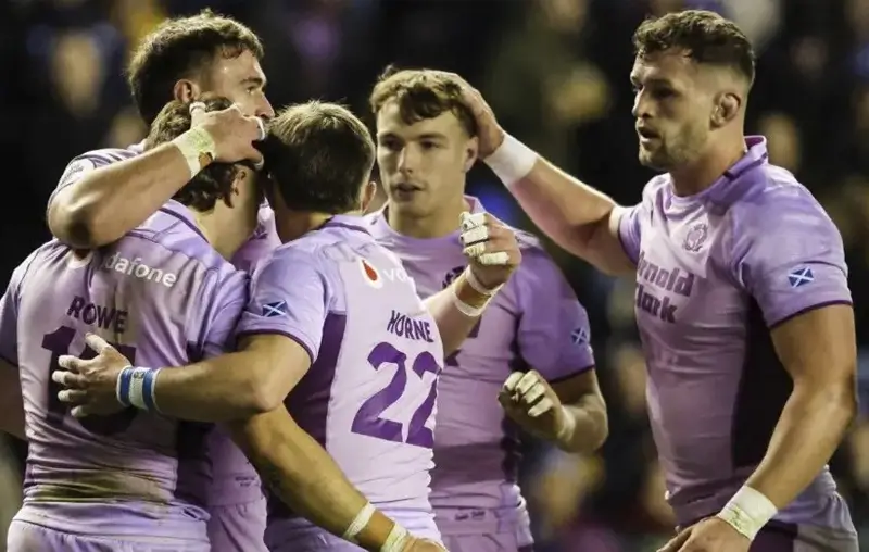 Шотландия занесла 13 попыток в разгромном матче против США на стадионе Murrayfield. Фото: SNS