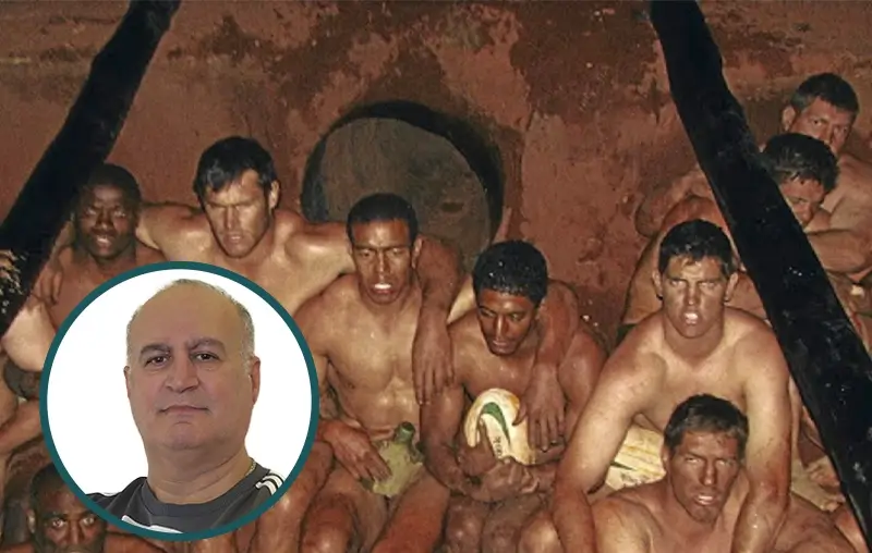 Во время предтурнирного сбора перед Кубком мира по регби 2003 года Рудольф Страэли устроил своим подопечным по-настоящему жёсткие тренировки. Фото: Sunday Times Archives