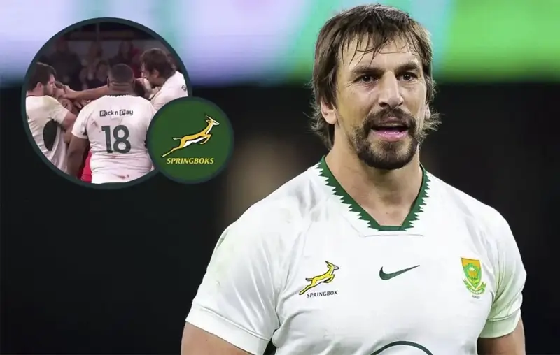 Игрок второй линии Springbok Эбен Этзебет.