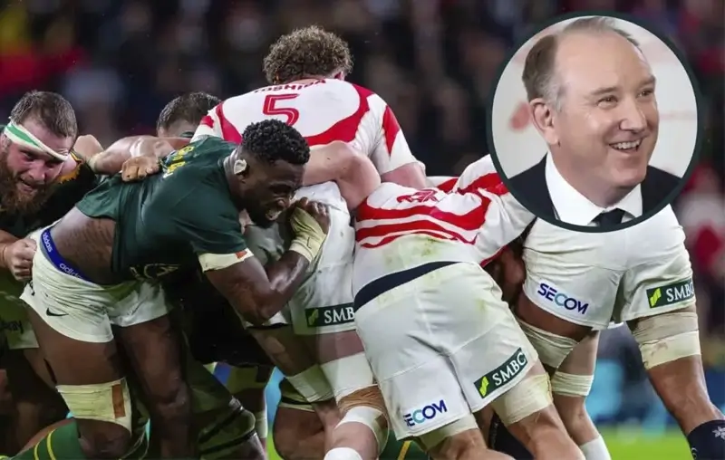 Маул Springboks против сборной Японии и врезка с генеральным директором World Rugby Бреттом Робинсоном. Фото: Planet Rugby