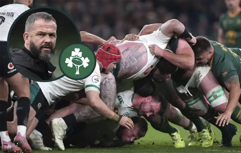 Схватка сборной Ирландии против сборной Южной Африки и вставка с главным тренером Энди Фарреллом. Фото: Planet Rugby