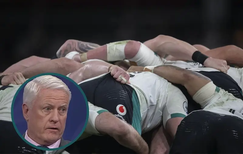 Схватка собирается во время регбийного матча Ireland против South Africa из осенней серии на Aviva Stadium 22 ноября 2025 года в Дублине, Ирландия. (Фото Tim Clayton/Getty Images)